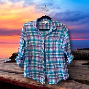 Northern Reflections Blue and Purple Plaid Shirt